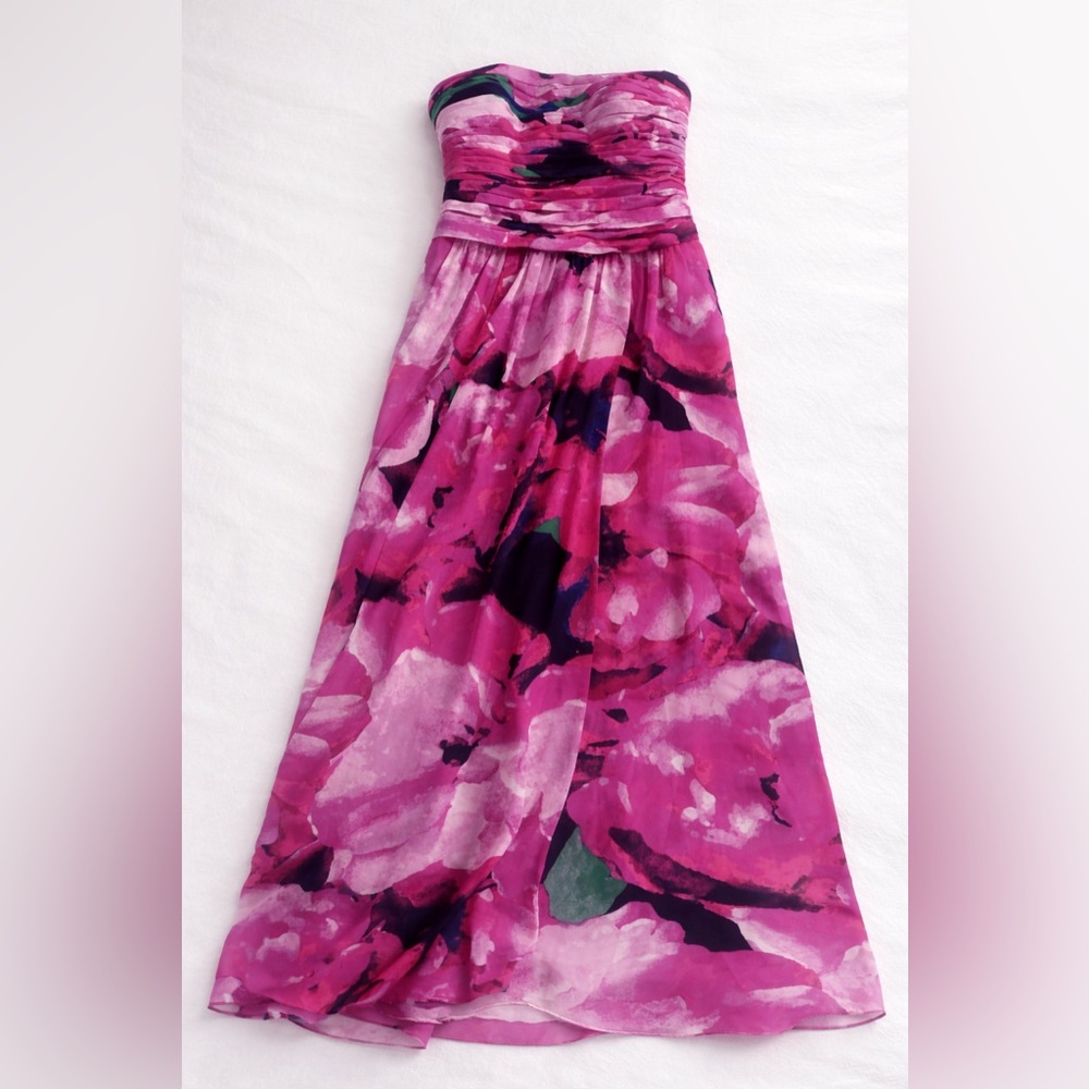 Ralph Lauren Evening Strapless Chiffon Floral Gown – Size 2